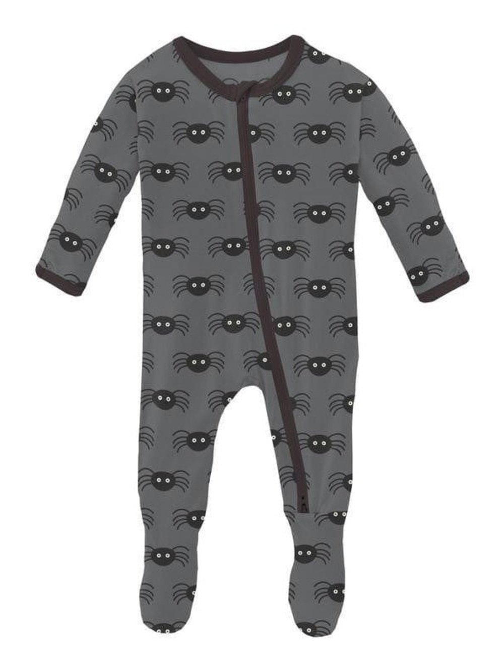 Kickee Pants stone spiders Print Bamboo Footie with Zipper size 0-3[🟡-13]